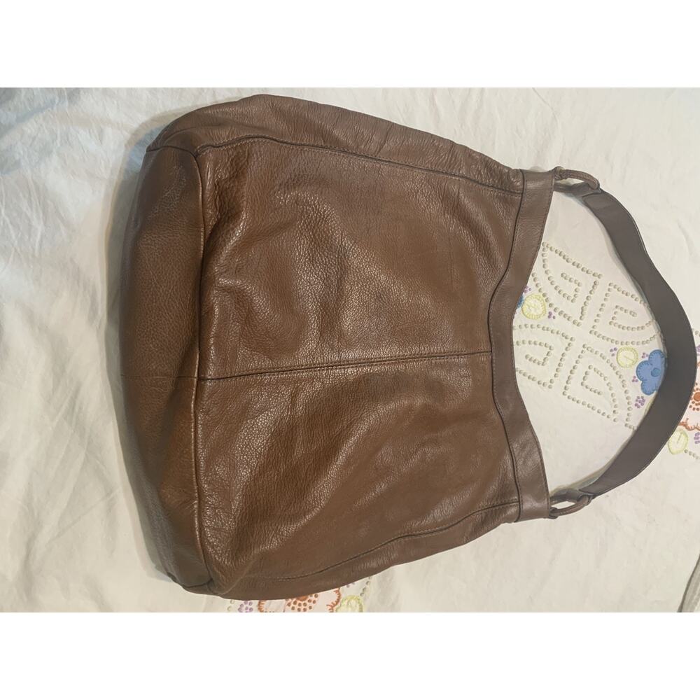 Banana Republic Large Cow Leather Hobo Bag 4 pockets Whipstitch Braided Strap - Picture 6 of 12